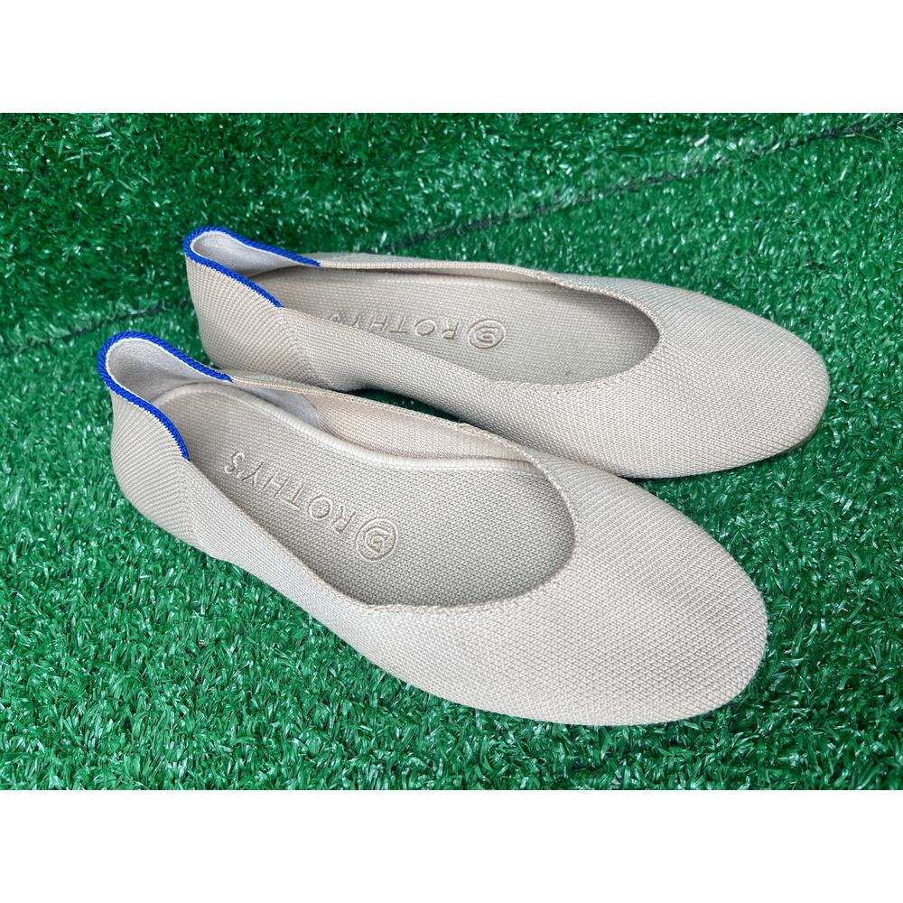 Rothy's The Flat Beige Slip on Ballet Flats Women's Size 6.5 Tan Ecru Round Toe